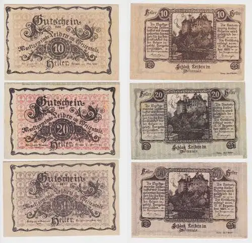 10, 20 und 50 Heller Banknote Leiben im Weitentale 01.05.1920 (135783)