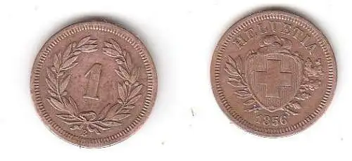 1 Rappen Kupfer Münze Schweiz 1856 B (113926)