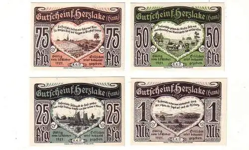 4 Banknoten Notgeld K.K.V. Herzlake Hannover 1921 (113569)