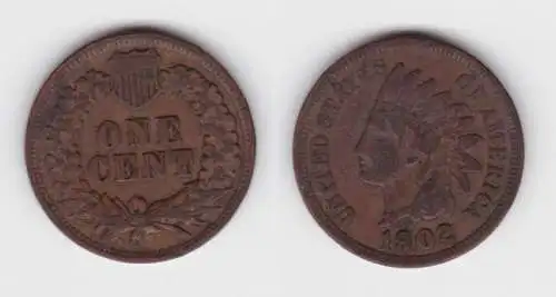 1 Cent Kupfer Münze USA 1902 (142580)
