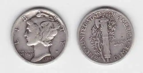 1 Dime Silber Münze USA 1943 Liberty (142492)