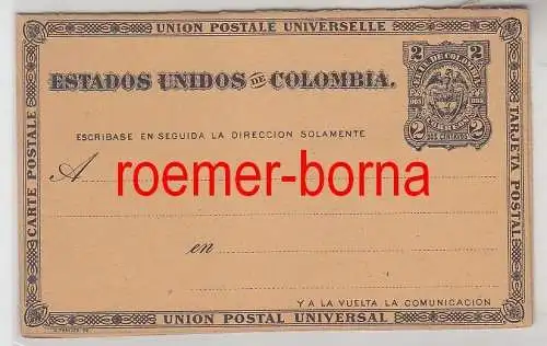 63838 seltene Ganzsachen Antwort Postkarte Kolumbien Colombia 2 Centavos um 1900