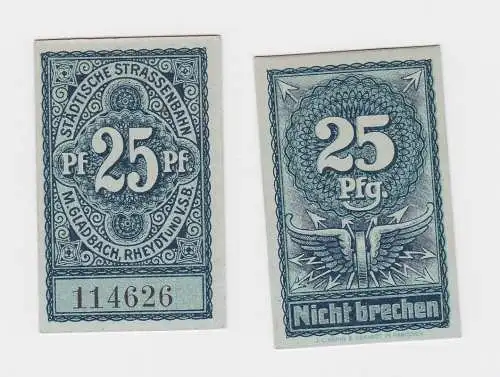 25 Pfennig Fahrgeld der städtischen Strassenbahn M.Gladbach um 1920 (124948)