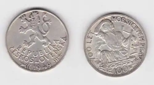 100 Kronen Silber Münze Tschechoslowakei 1949 700 Jahre Bergbau (141394)