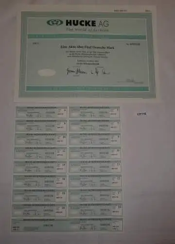 5 Deutsche Mark Aktie Hucke AG Lübbecke März 1995 (127716)