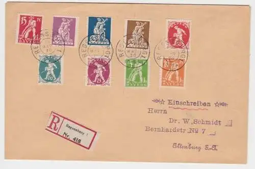 95039 seltener R-Brief Bayern Michel 178-186 Regensburg 24.3.1920