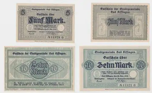 5 & 10 Mark Banknoten Notgeld Stadtgemeinde Bad Kissingen 20.11.1918 (134910)