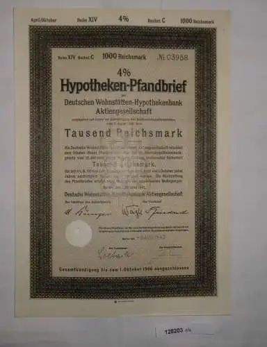 1000 Reichsmark Aktie Hypotheken Pfandbrief Berlin 1.10.1941 (128203)