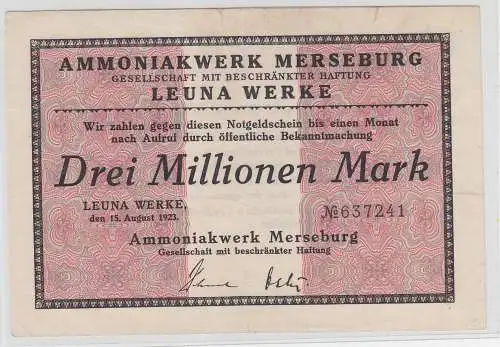 3 Millionen Mark 15.08.1923 Banknote Ammoniakwerk Merseburg Leuna Werke (105816)