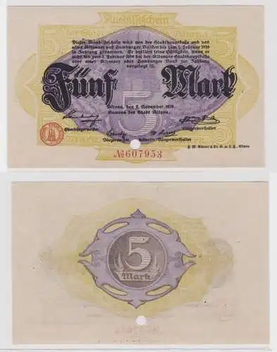 5 Mark Banknote Aushilfsschein Stadt Altona 2.11.1918 (135027)
