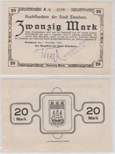 20 Mark Banknote Notgeld Kreditverein zu Elmshorn e.GmbH 7.11.1918 (135044)