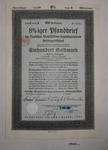 100 Goldmark Aktie Hypotheken Pfandbrief Berlin 1.2.1928 (128048)