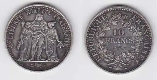 10 Franc Silber Münze Frankreich 1966 vz (141208)