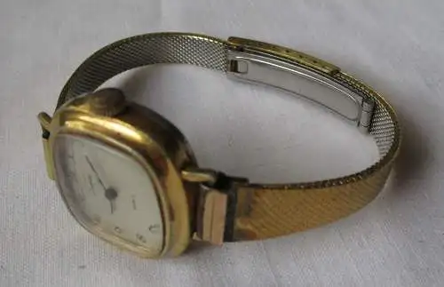 vergoldete Damen Armbanduhr Glashütte Quartz Made in GDR (140687)