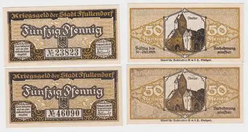 2 x 50 Pfennig Banknoten Notgeld Stadt Pfullendorf 03.10.1917 (140183)