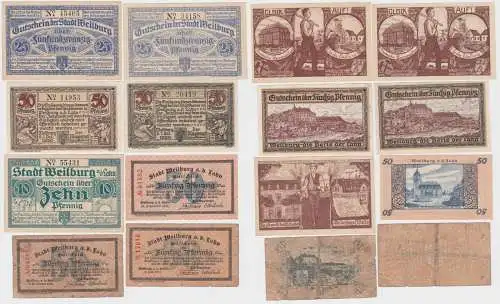 8 Banknoten Notgeld Stadt Weilburg an der Lahn 1917-1920 (140361)