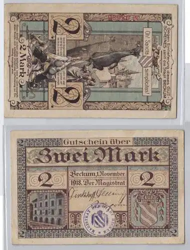 2 Mark Banknote Notgeld Stadt Beckum 1.November 1918 (129761)