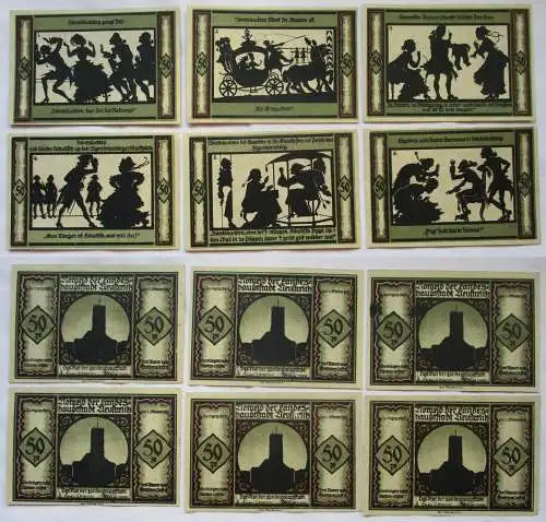 6 x 50 Pfennig Banknoten Notgeld Stadt Neustrelitz 1.10.1921 (133701)