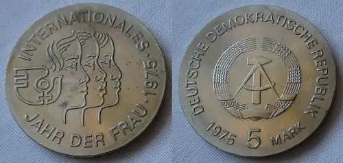 DDR Gedenk Münze 5 Mark Internationales Jahr der Frau 1975 Stempelglanz (152845)