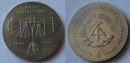 DDR Gedenk Münze 5 Mark Otto Lilienthal 1973 Stempelglanz (150163)