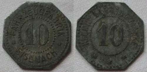 10 Pfennig Zink Münze Notgeld Fahrzeugfabrik Eisenach um 1920 (107658)