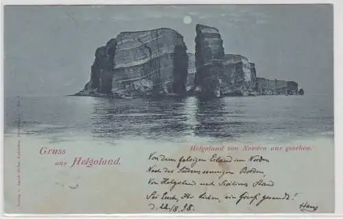 67527 Mondschein Ak Gruss aus Helgoland - Insel vom Norden aus gesehen 1898
