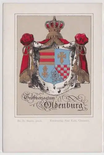 05292  Ak Lithographie Wappen Großherzogtum Oldenburg um 1900