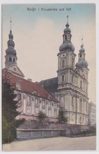 901765 Ak Neisse Nysa - Partie an der Kreuzkirche und Stift um 1910