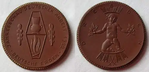 seltene Porzellan Medaille Jahresschau deutscher Arbeit Dresden 1922 (156856)