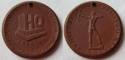 seltene DDR Porzellan Medaille Dresden HO Warenhaus 750 Jahrfeier 1956 (157027)