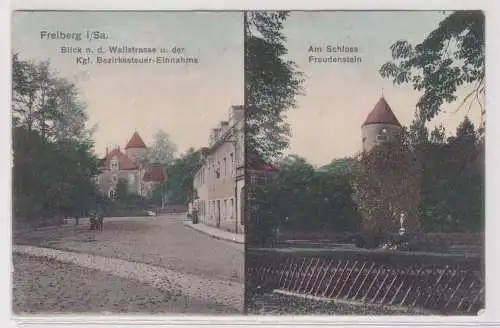 91531 Mehrbild Ak Freiberg - Blick n.d. Wallstraße, Schloss Freudenstein 1907
