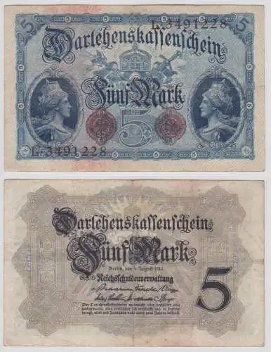 seltener 5 Mark Darlehnskassenschein 5.8.1914 Rosenberg Nr.48 b (156637)