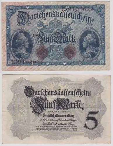 seltener 5 Mark Darlehnskassenschein 5.8.1914 Rosenberg Nr.48 b (156581)