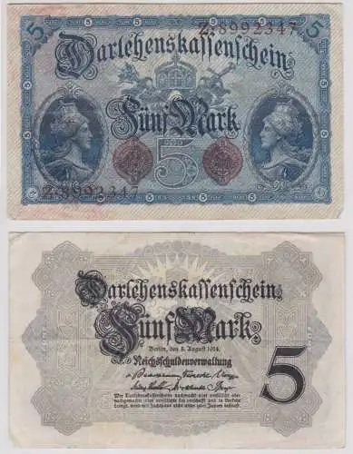 seltener 5 Mark Darlehnskassenschein 5.8.1914 Rosenberg Nr.48 b (156615)