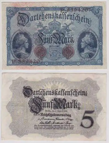 seltener 5 Mark Darlehnskassenschein 5.8.1914 Rosenberg Nr.48 b (156881)