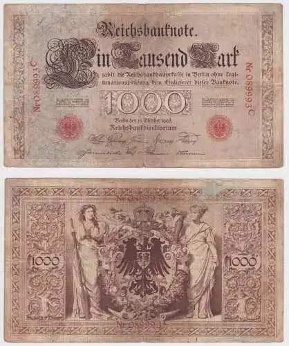 seltene 1000 Mark Reichsbanknote 10. Oktober 1903 Rosenberg Nr.21 (156726)