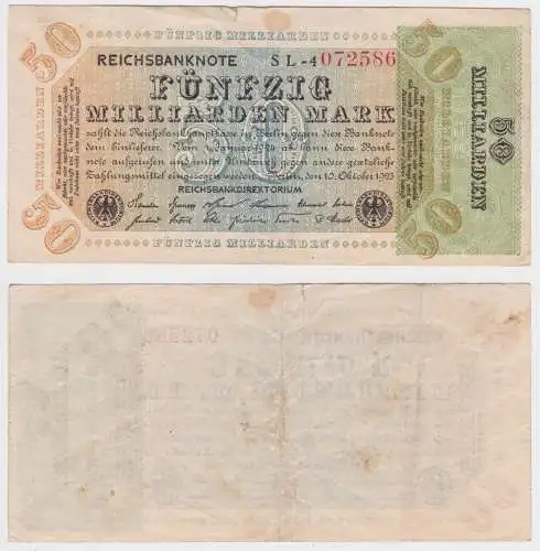50 Milliarden Mark Banknote Berlin 10.Oktober 1923 Rosenberg 117 b (156421)