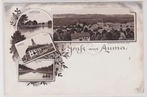 99635 Lithographie Ak Gruss aus Auma- Sophien Bad, Marktplatz, Kesselsee um 1900