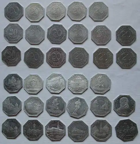 17 verschiedene 20 Pfennig Stücke der Nürnberg-Fürther Strassenbahn (151139)