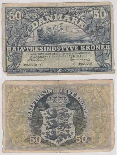 50 Kronen Banknote Dänemark 1941 Pick 32 (154156)