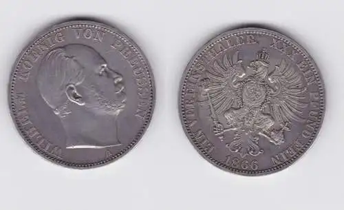 schöne Silber Münze 1 Vereinstaler Preussen 1866 vz (151088)
