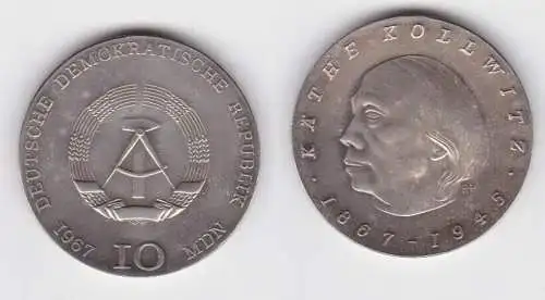 DDR Gedenk Silber Münze 10 Mark Käthe Kollwitz 1967 Stempelglanz (140549)