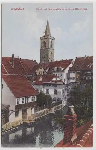 00960 Ak Alt-Erfurt Blick auf den Aegidienturm vom Dämmchen um 1910