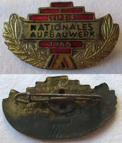 DDR Abzeichen Nationales Aufbauwerk Leipzig 1955 Gold (137473)