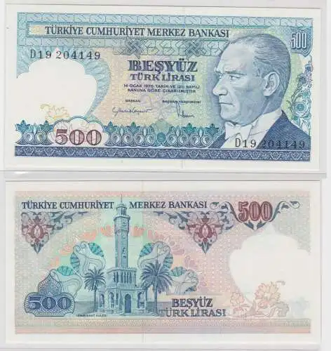 500 Lira Banknote Türkei Türkiye 1970 bankfrisch UNC (138384)