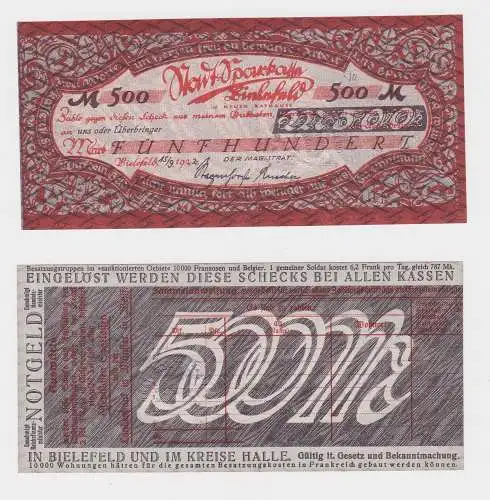 500 Mark Banknoten Inflation Stadtsparkasse Bielefeld 15.9.1922 (127372)