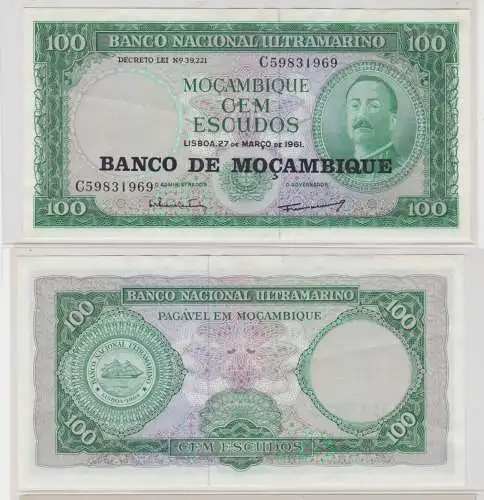 100 Escudos Banknote Mosambik Moçambique 1961 bankfrisch UNC Pick 117 (138247)