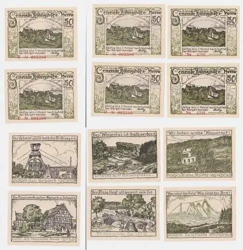6 Banknoten Notgeld Gemeinde Röhrigshöfe an der Werra o.D. (1922) (122328)
