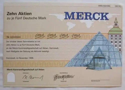 50 DM Aktie Merck Kommanditgesellschaft Darmstadt November 1995 (144104)
