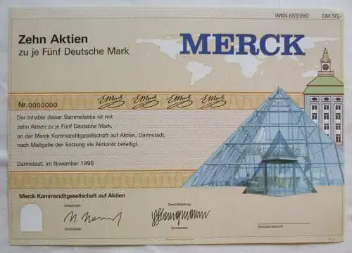 50 DM Aktie Merck Kommanditgesellschaft Darmstadt November 1995 (144030)
